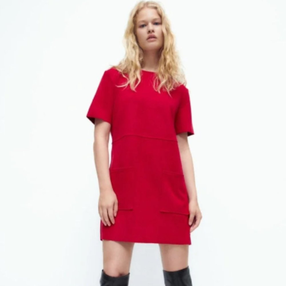 faux suede dress zara  raspberry red 5070/500